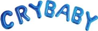👼 CRYBABY balloons, party, blue, text telegram sticker
