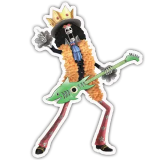 🎸 Brook One Piece Брук, Ван Пис, Аниме, Скелет, Гитара, Корона, Персонаж telegram sticker