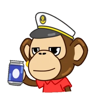🧃 ลิง, กัปตัน, ดื่ม, การ์ตูน, สัตว์, น่ารัก whatsapp sticker