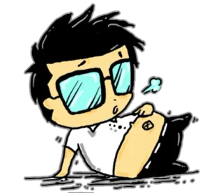 😪 adesivo, desenho animado, personagem, óculos whatsapp sticker