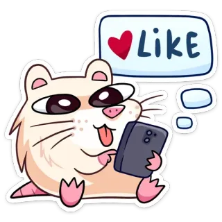👍 Like hamster, tier, handy, like, herz, süß, cartoon telegram sticker