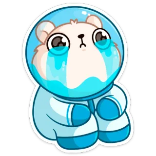 😭 phi hành gia, gấu, khóc, buồn, vũ trụ, hoạt hình, nhãn dán telegram sticker