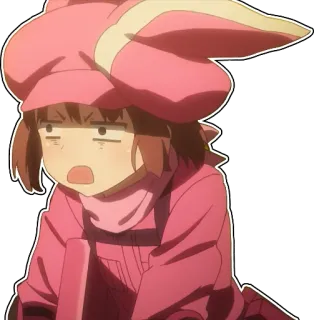 😦 anime, girl, pink, expression, character whatsapp sticker