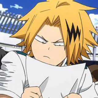 ☹️ Denki Kaminari My Hero Academia anime, manga, my hero academia, denki kaminari, character, student, superhero telegram sticker