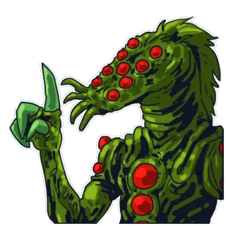 👆 Alien, Monstro, Verde, Dedo, Ilustração, Criatura, Apontando, Desenho animado telegram sticker