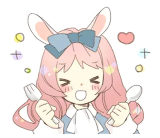 🐰 Anime, Kawaii, Cartone animato, Coniglio, Carino, Mangiare telegram sticker