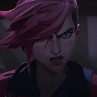 ✖ Vi Arcane Vi, Arcane, League of Legends, personaggio, capelli rosa, cicatrice telegram sticker