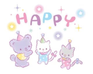 📌 HAPPY szczęśliwy, święto, kawaii, słodki, pastelowy, impreza, kapryśny telegram sticker