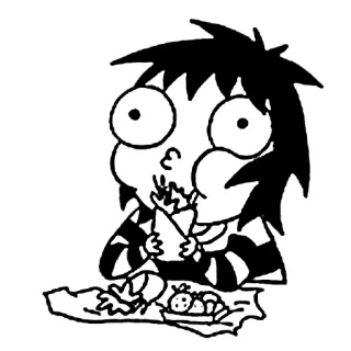😗 comida, desenho animado, comendo, lanche, personagem whatsapp sticker