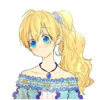 😕 Anime, Garota, Cabelo Loiro, Olhos Azuis, Vestido whatsapp sticker