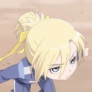 🦢 Anime, Personagem, cabelo loiro, séria, garota, desenho animado telegram sticker