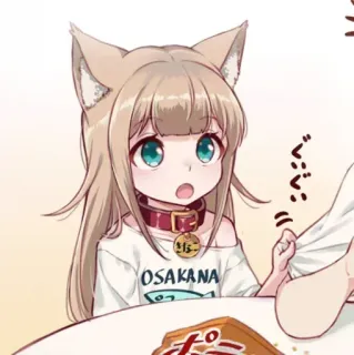 🐾 OSAKANA Аниме, Девушка-кошка, Милый, Ошейник, Osakana telegram sticker