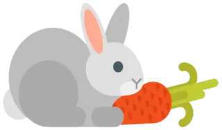 😊 кролик, зайчик, животное, морковь, овощ, милый, ест, серый telegram sticker
