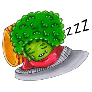 😴 zzz 브로콜리, 채소, 음식, 수면, 만화, zzz, 피곤한 telegram sticker