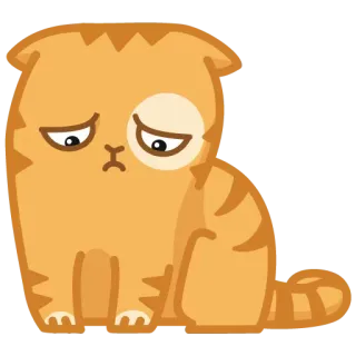 😔 кот, грустный, одинокий, мультик, наклейка, оранжевый, кошачий, животное telegram sticker