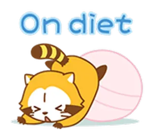 🈲 On diet dieta, allenamento, esercizio, carino, procione, tanuki telegram sticker