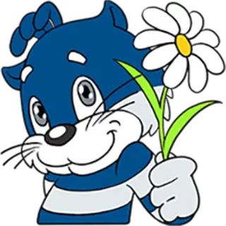 😣 Desenho animado, Animal, Flor, Fofo, Azul, Personagem telegram sticker