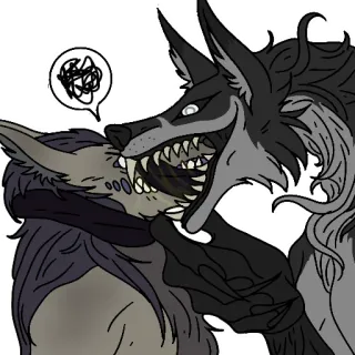 😛 wolf, biting, animal, aggression, cartoon telegram sticker