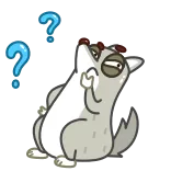 🤔 serigala, kartun, pertanyaan, berpikir, binatang whatsapp sticker