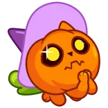 🥺 citrouille, halloween, chat, mignon, dessin animé, autocollant, kawaii telegram sticker