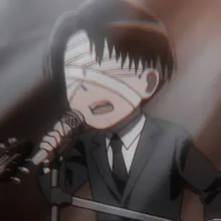 ☕ Levi Ackerman Attack on Titan anime, attack on titan, levi ackerman, bandages, character, anime character, formal telegram sticker