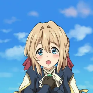 😊 Violet Evergarden Anime, Feminino, Loira, Personagem, Olhos azuis, Violet Evergarden whatsapp sticker