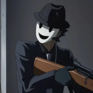 🚬 Sniper Mask High-Rise Invasion anime, mask, sniper, gun, hat, character telegram sticker