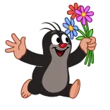 💐 Mole mole, cartoon, animal, flowers, cute, cheerful, animated whatsapp sticker