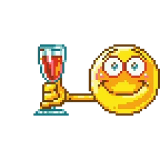 🍷 biểu tượng cảm xúc, đồ uống, rượu, lễ kỷ niệm, pixel art, chúc mừng whatsapp sticker