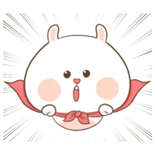 😀 conejo, lindo, dibujos animados, animal, kawaii, superhéroe whatsapp sticker