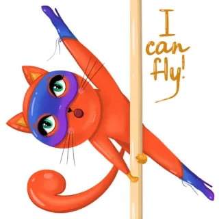 😮 I can fly! Katze, fliegend, Superheld, Tier, süß, Aufkleber, Cartoon telegram sticker