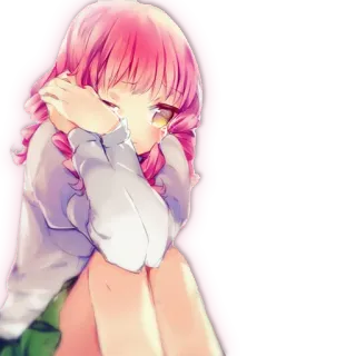 😢 anime, garota, cabelo rosa, fofa, manga telegram sticker