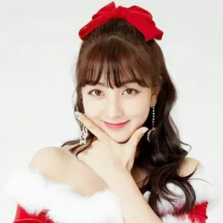 💄 여자, 인물, 빨간색, 리본, 크리스마스, 축제, 소녀, 아시아인 telegram sticker