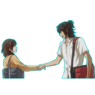 😃 anime, handshake, friendship, couple, agreement, meeting whatsapp sticker