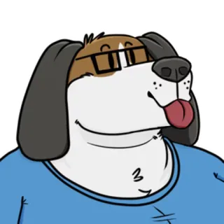😛 dog, cartoon, glasses, animal, pet, illustration whatsapp sticker