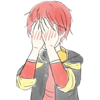 🙈 anime, manga, character, digital art, illustration, sticker, red hair, blush telegram sticker