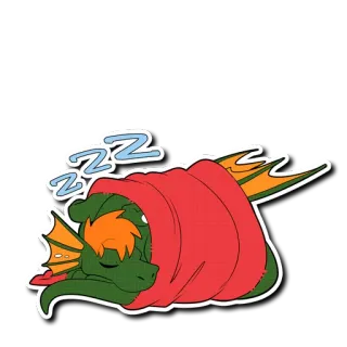 💤 ZZZ dragão, dormindo, fantasia, fofo, desenho animado, cobertor telegram sticker