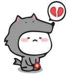 💔 triste, cuore spezzato, lupo, carino, cartone animato whatsapp sticker