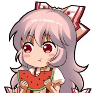 🤔 アニメ, ちびキャラ, 女の子, スイカ, かわいい whatsapp sticker