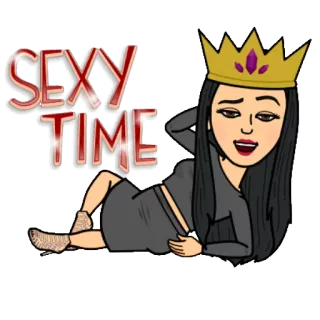 💃 SEXY TIME sexy, temps, couronne, dessin animé, femme, bitmoji telegram sticker