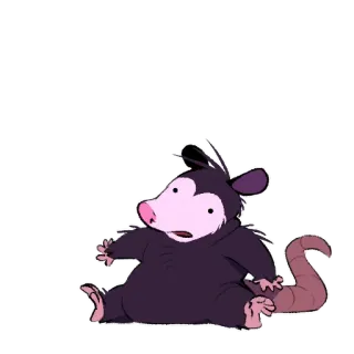 🔎 opossum, animal, cartoon, marsupial, cute, sitting whatsapp sticker