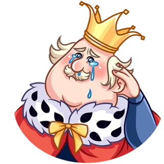 😭 왕, 우는, 슬픈, 왕실, 왕관, 만화 whatsapp sticker