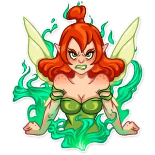 😡 fata, magia, cartone animato, arrabbiata, donna, rossa whatsapp sticker