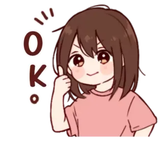👍 OK โอเค, ตกลง, อนุมัติ, การ์ตูนอนิเมะ, การ์ตูน, ยกนิ้วโป้ง, น่ารัก telegram sticker