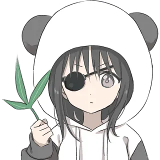 🐼 fille anime, panda, cosplay, cache-oeil, dessin animé, personnage, sticker telegram sticker