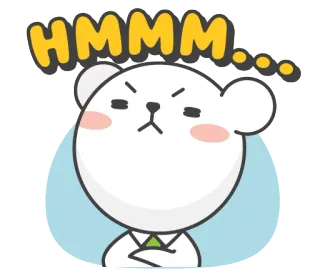 🧐 HMMM... pensando, urso, hmm, ponderando, desenho animado, fofo telegram sticker
