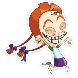 ☺ cartoon, girl, jumping, smile, character telegram sticker