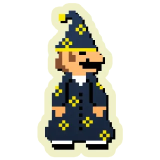 😴 Mario mario, magicien, pixel art, personnage de jeu vidéo telegram sticker