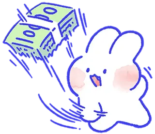 💵 lapin, argent, dessin animé, mignon, richesse, espèces, lapin dessin animé, dollars telegram sticker