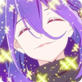 🥰 animé, brillant, cheveux violets, souriant, joyeux telegram sticker